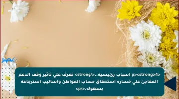 <p><strong>4 أسباب رئيسية..</strong> تعرف على تأثير وقف الدعم المفاجئ على خسارة استحقاق حساب المواطن وأساليب استرجاعه بسهولة.</p>